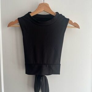 Black Sleeveless Tie-Back Crop Top